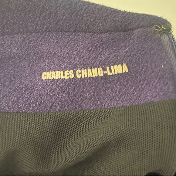 Charles Chang Lima Short Sleeve V-Neck Sheath Dress Deep Purple 26555 - Picture 6 of 13